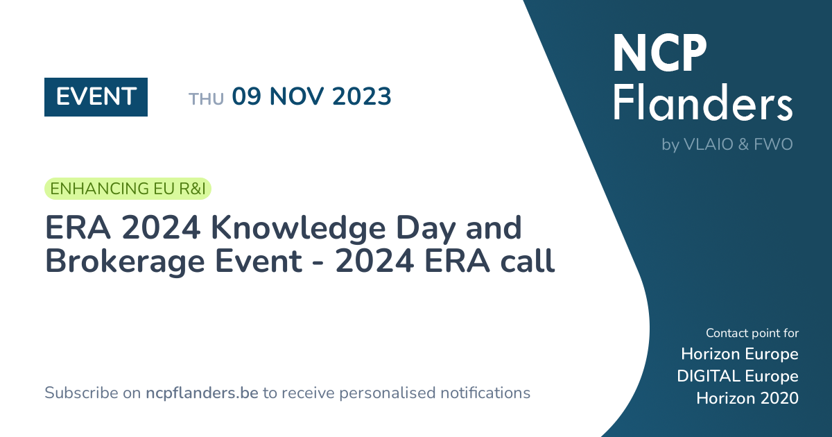 EVENT ERA 2024 Knowledge Day and Brokerage Event NCP Flanders