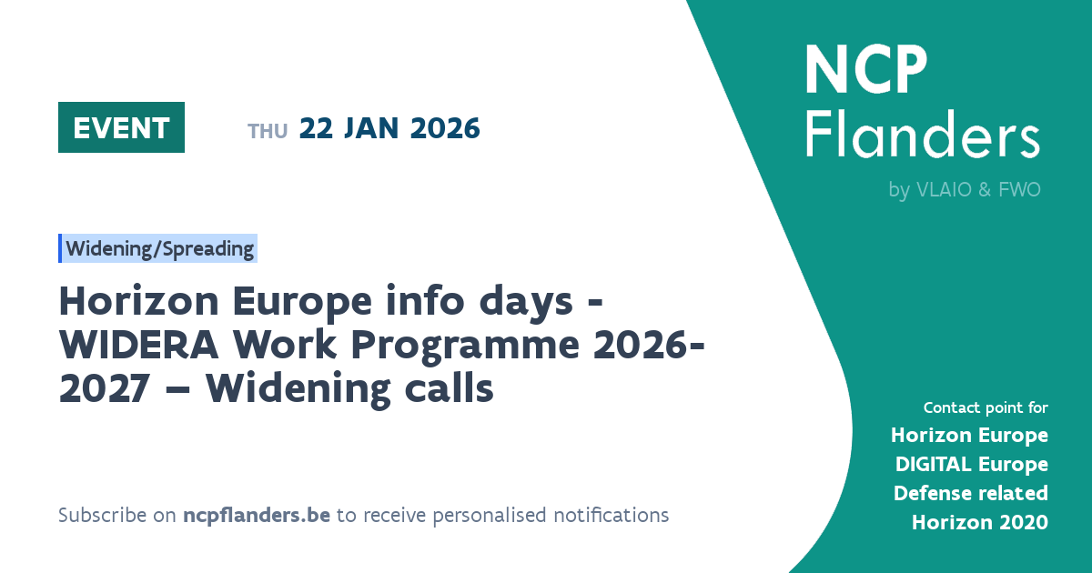 EVENT - Horizon Europe info days - WIDERA Work Progra... | NCP Flanders