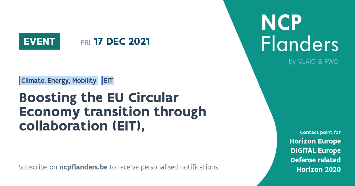 EVENT - Boosting the EU Circular Economy transition t... | NCP Flanders