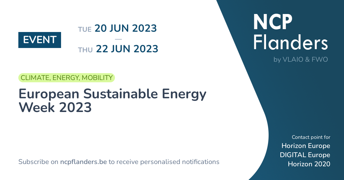 EVENT - European Sustainable Energy Week 2023 | NCP Flanders