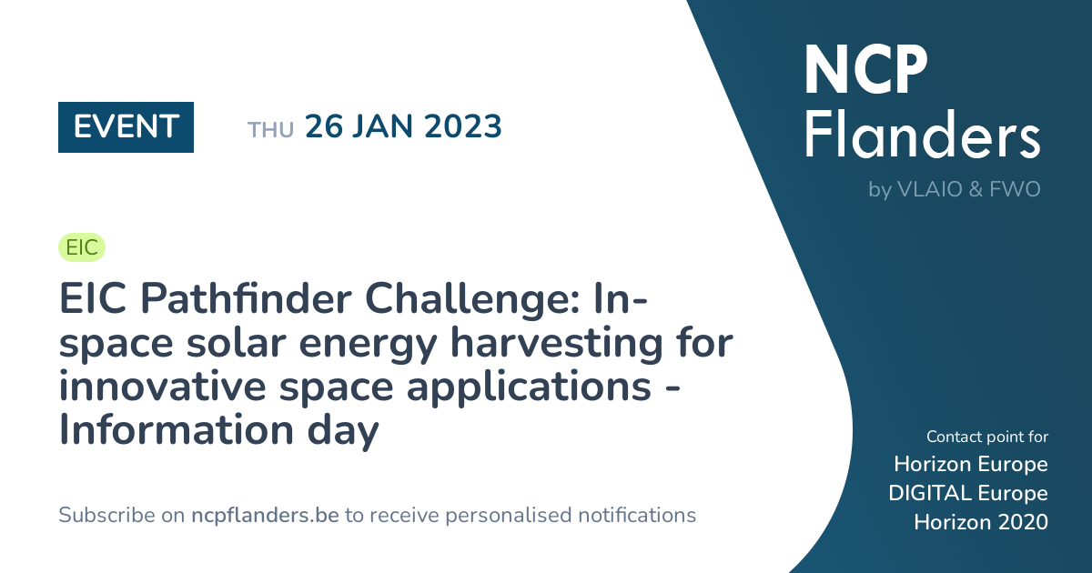 EVENT EIC Pathfinder Challenge Inspace solar ener... NCP Flanders