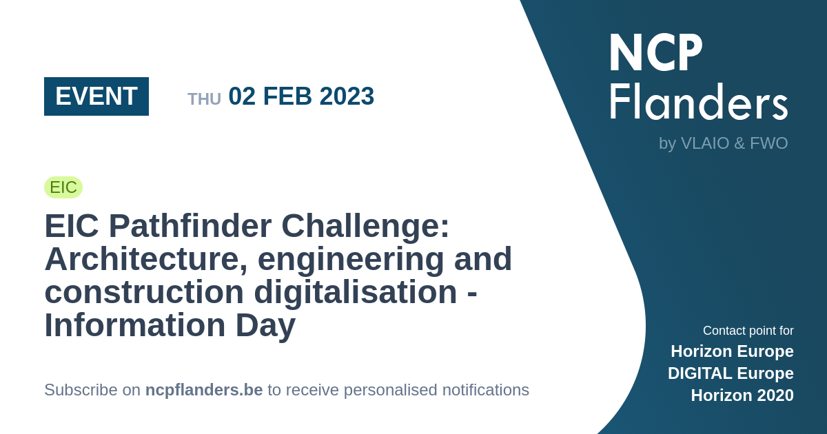 EVENT EIC Pathfinder Challenge Architecture, engin... NCP Flanders