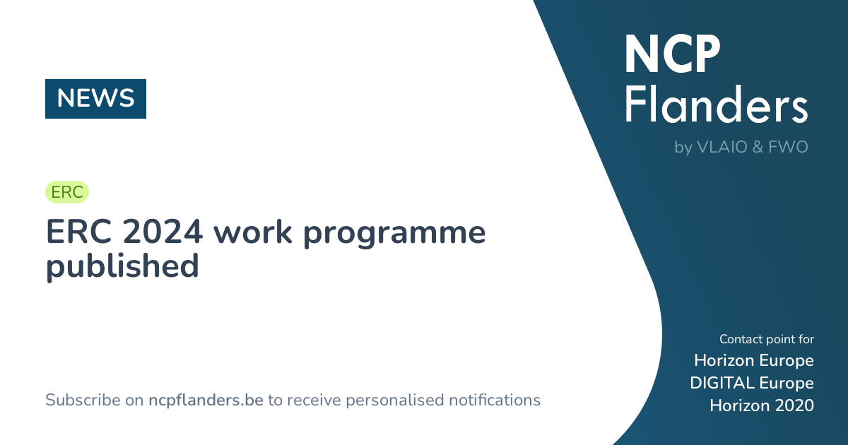 NEWS ERC 2024 work programme published NCP Flanders