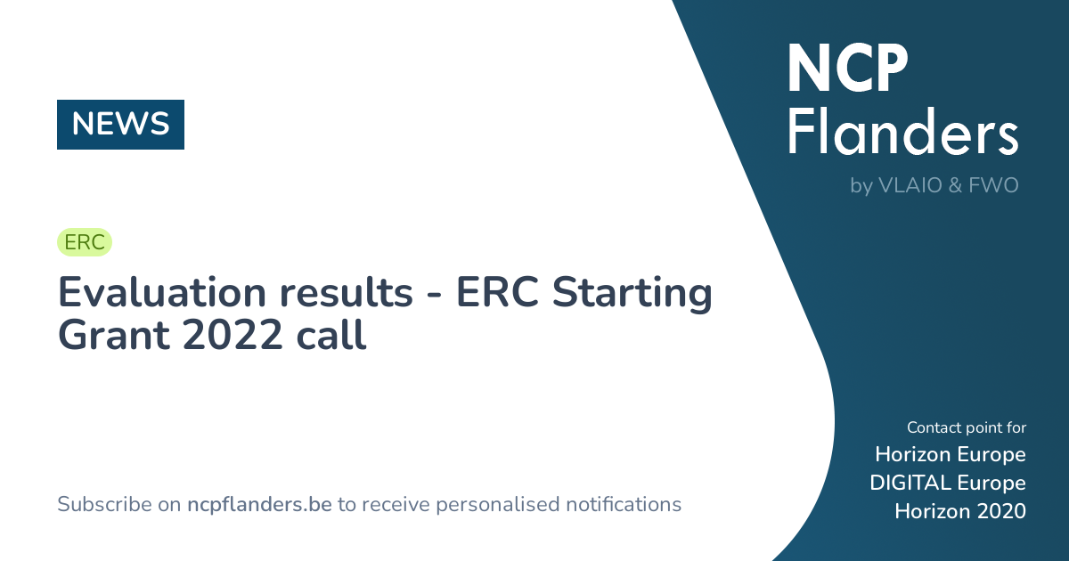 NEWS Evaluation results ERC Starting Grant 2022 c... NCP Flanders