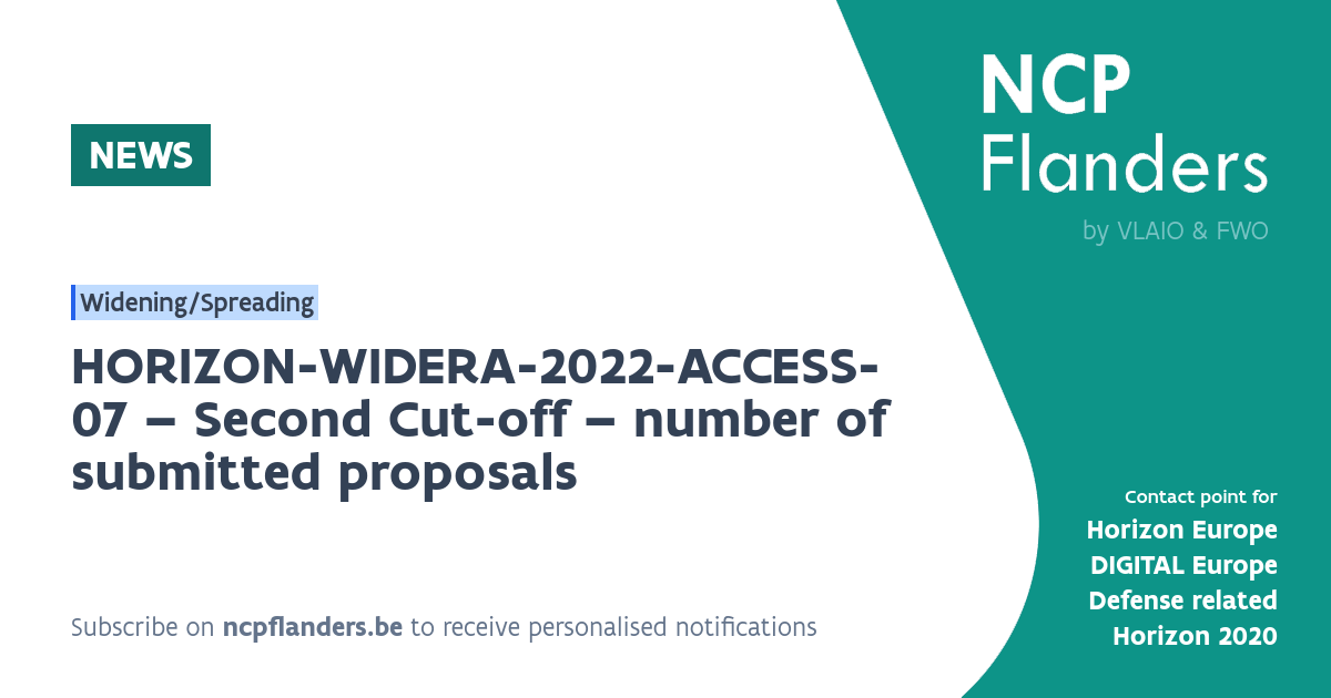 NEWS - HORIZON-WIDERA-2022-ACCESS-07 – Second Cut-off – number... | NCP ...
